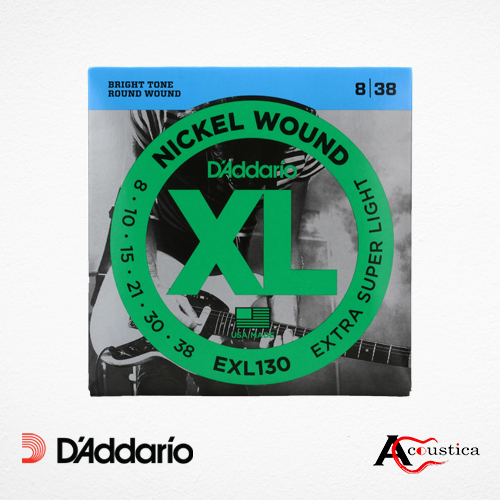 D’Addario EXL130 – 08/38 Bright Tone Round Wound Extra Super Light Gauge, Electric Regular Guitar Strings with Planet Waves Plectrum