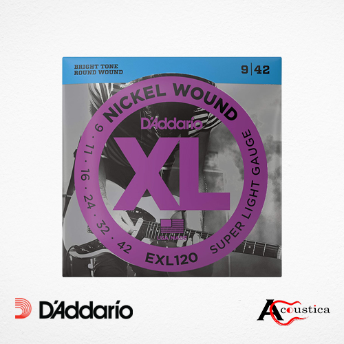 D'Addario EXL120 - 09/42 Bright Tone Round Wound Super Light Gauge, Electric Regular Guitar Strings with Planet Waves Plectrum